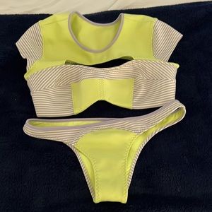 Neon green and grey bathing suit size med